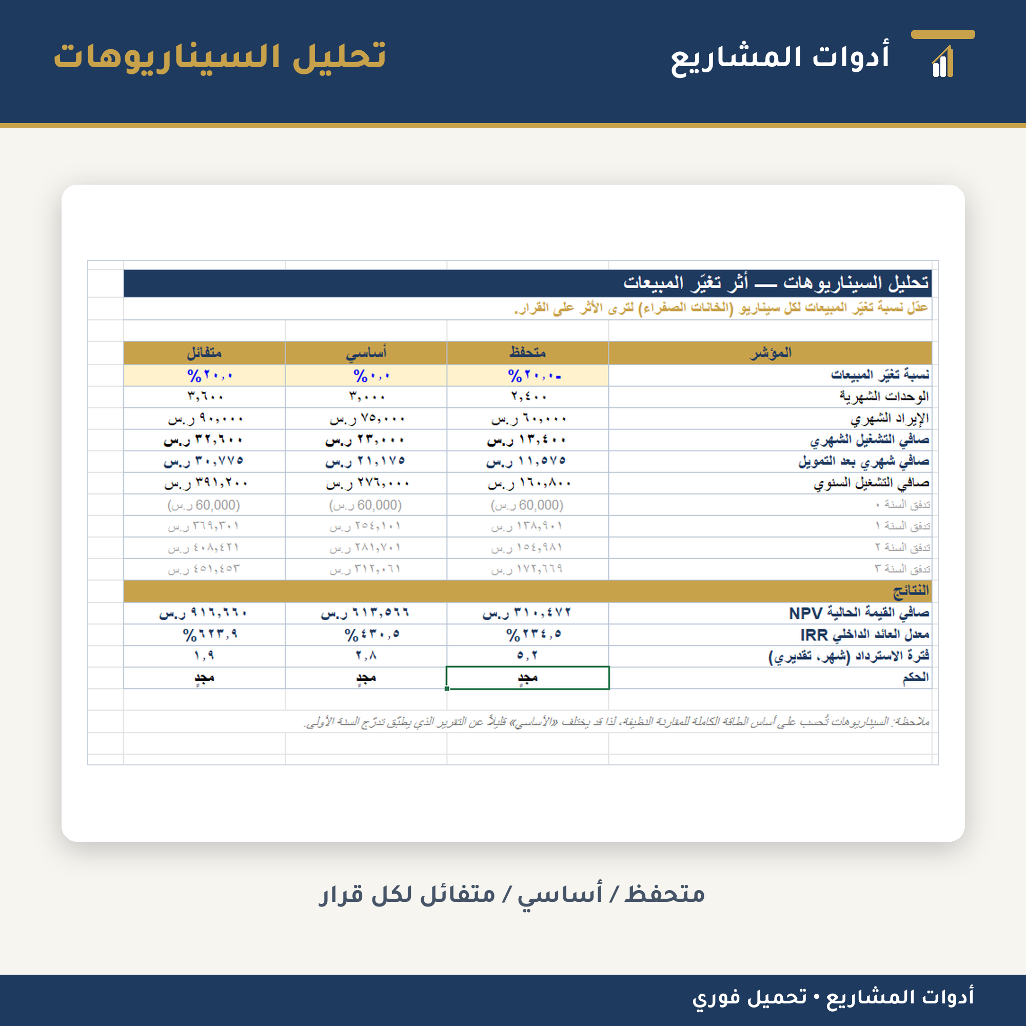 قالب دراسة جدوى اقتصادية جاهز — إكسل + قالب تقربر وورد مجاناً